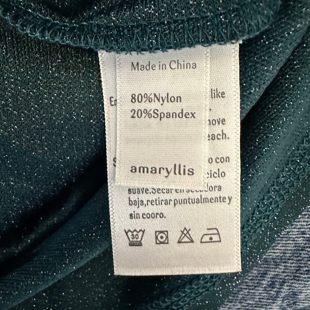 Amaryllis Blouse WMNS XL  Petal Sleeves Sparkle Emerald Green Boat Neck Top - Picture 6 of 7